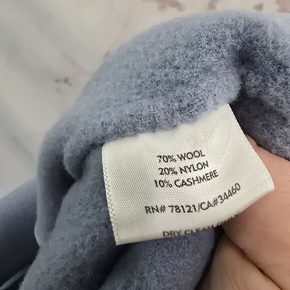 Eileen Fisher Jacket Womens Medium Blue Boiled Wool Cashmere Felted Coat Mock - Picture 6 of 8